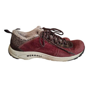 Merrell Windsor Wine Suede faux fur lined hiking shoe 1601927 size 8.5